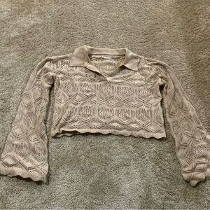 Altar'd State Cream Knit Long Sleeve Sweater Top